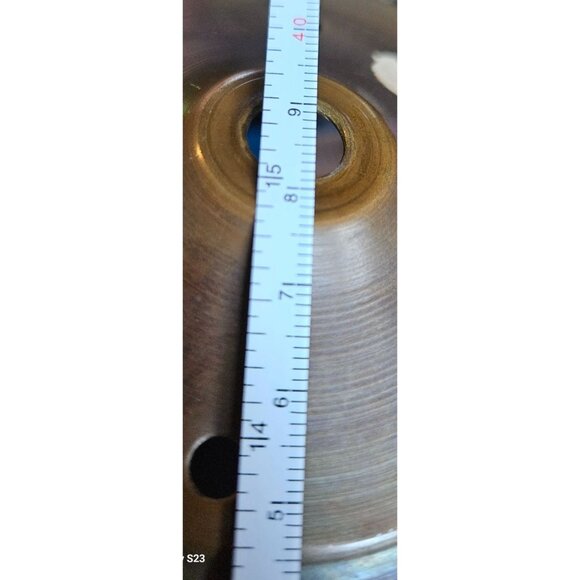 Vintage Light Pendant Tiffany-Style Stained Leaded Glass Floral Brass 21" Dia - Picture 12 of 13